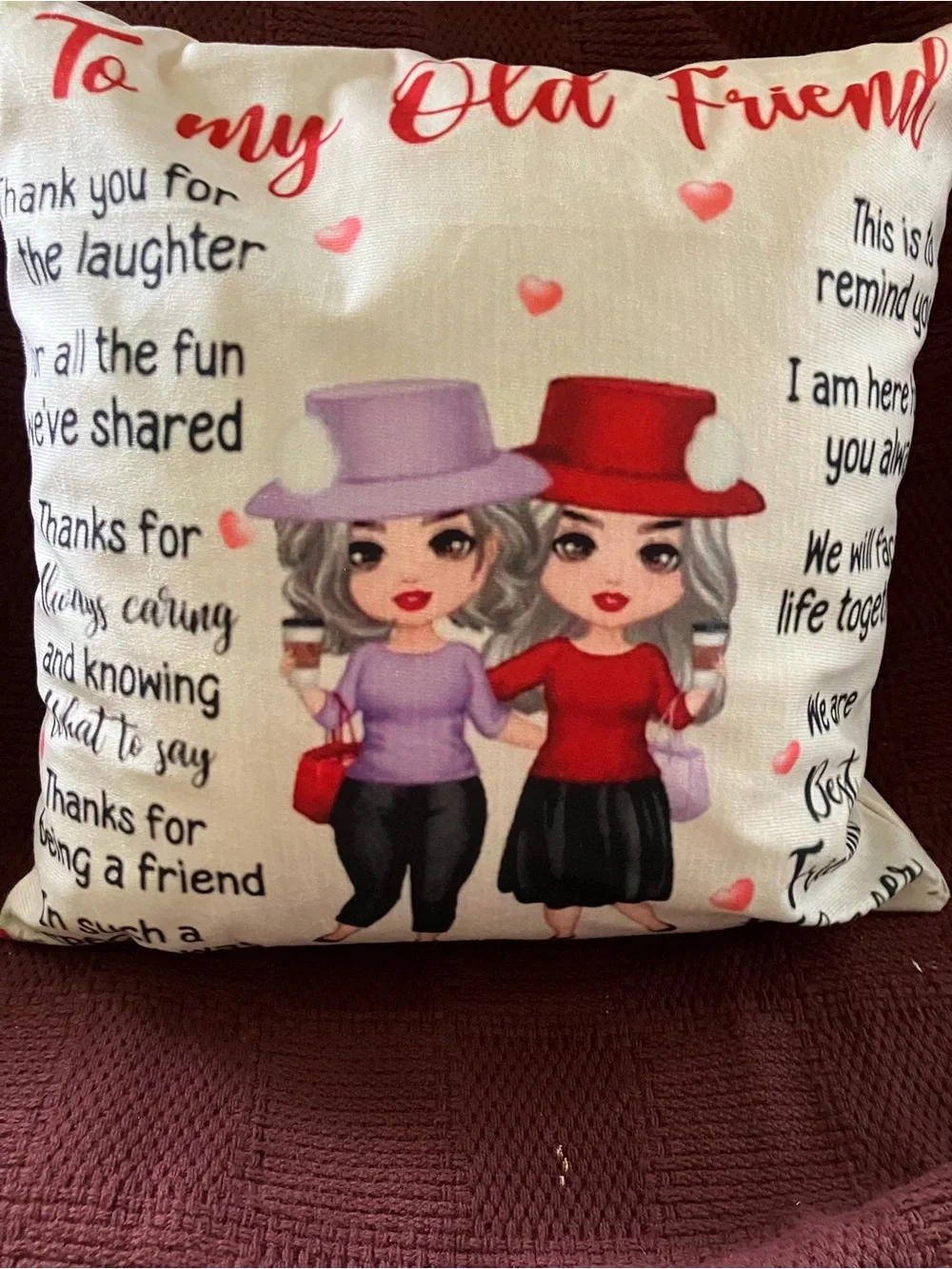 Best Friends Forever Decorative Accent Pillow - Red, Black and White